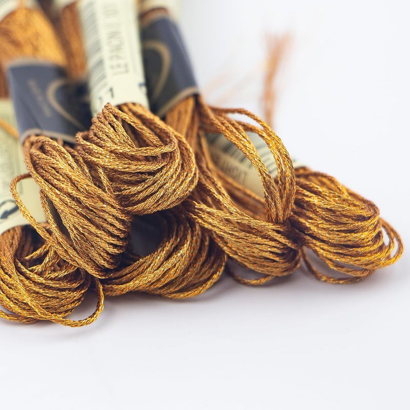 krastmon 6 Skeins Embroidery Thread, Metallic Bronze Embroidery Floss Friendship Bracelet String, Polyester Cross-Stitch Threads for Hand Embroidery, String Art - Image 3